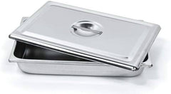 TISCO Lifecare Instrument Tray with Cover 14x10 Inch Stainless Steel Medical Tray