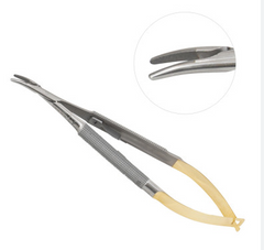 TISCO Lifecare Castroviejo Needle Holder with Lock with Tungsten Carbide 8 Inch Curved (Round)