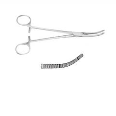 TISCO Lifecare Hysterectomy Clamp 20cm (8 Inch) Curved Atraumatic Grip Jaws Stainless Steel Surgical Instrument