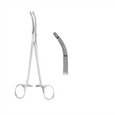 TISCO Lifecare Hysterectomy Clamp 20cm (8 Inch) Curved Atraumatic Grip Jaws Stainless Steel Surgical Instrument