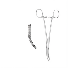 TISCO Lifecare Hysterectomy Clamp 20cm (8 Inch) Curved Atraumatic Grip Jaws Stainless Steel Surgical Instrument