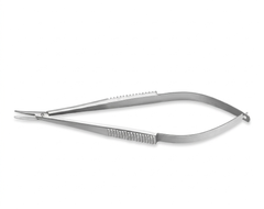 TISCO Lifecare Needle Holder Micro Extra Delicate Curved With Lock Stainless Steel Ophthalmic Surgical Instrument
