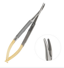 TISCO Lifecare Castroviejo Needle Holder with Lock with Tungsten Carbide 7 Inch Curved (Round)
