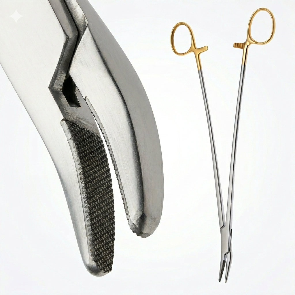 TISCO Lifecare Finochietto Needle Holder Angled Tip with T.C. 25 CM / 10 Inch Stainless Steel Surgical Instrument