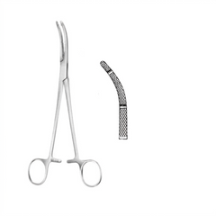 TISCO Lifecare Hysterectomy Clamp 25cm (10 Inch) Curved Atraumatic Grip Jaws Stainless Steel Surgical Instrument