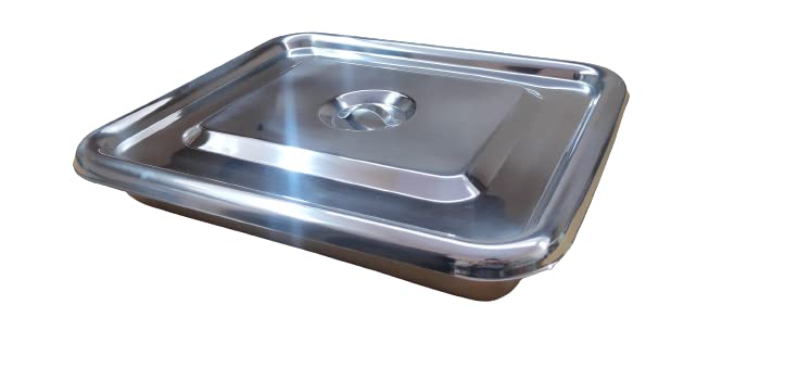 TISCO Lifecare Instrument Tray with Cover 8x6 Inch Stainless Steel Medical Tray