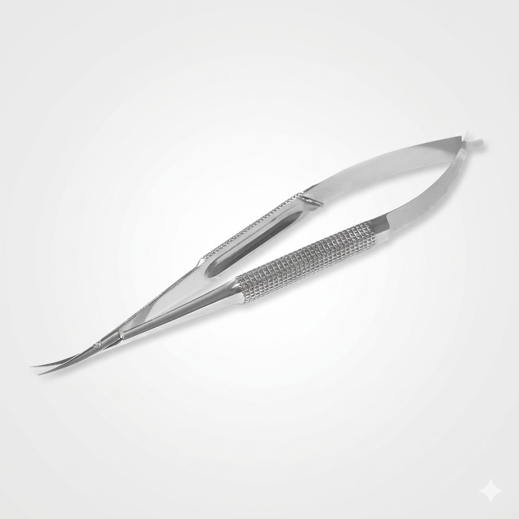 TISCO Lifecare Micro Scissor Spring Action Curved 6" (Round Pattern) – Surgical Stainless Steel Precision Instrument